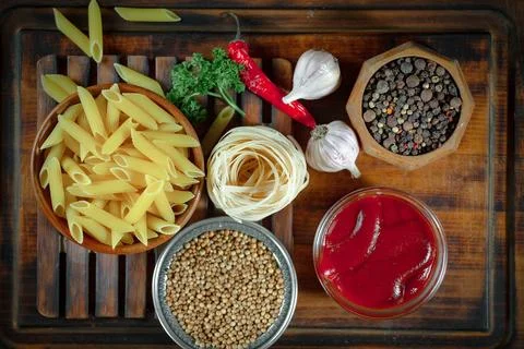 Raw pasta Stock Photos