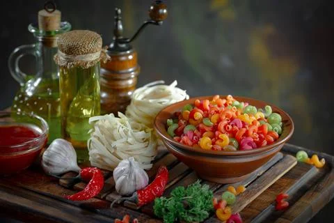 Raw pasta Stock Photos