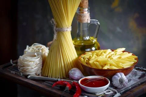 Raw pasta Stock Photos