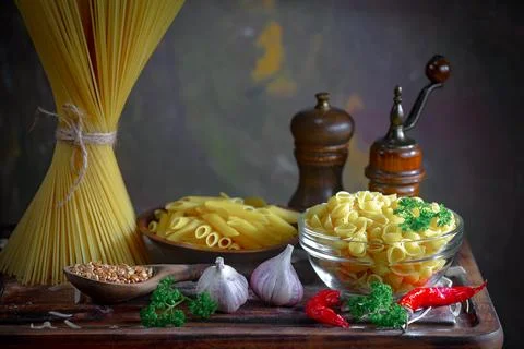 Raw pasta Stock Photos