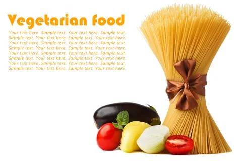 Raw pasta with vegetables Stock Photos