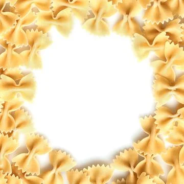 Raw pasta on white frame background Stock Photos