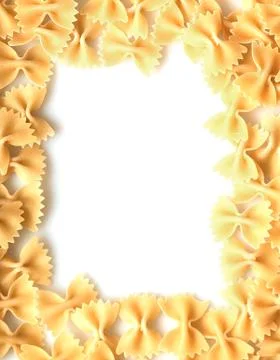 Raw pasta on white frame background Stock Photos