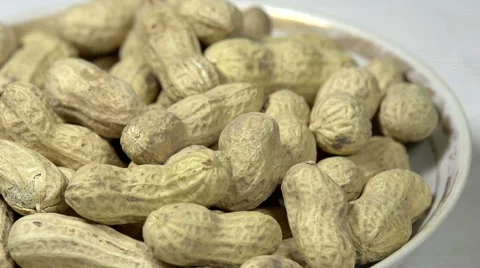 Raw Peanuts in a Bowl Stock Footage 48950945