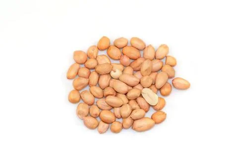 Raw peanuts scattered on a white background Stock Photos