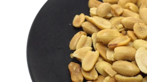 Raw peeled peanuts fried with salt. Rotation. Snack closeup. Stock Footage 102206735