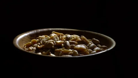 Raw peeled peanuts fried with salt.  Rotation. Snack closeup. Peanuts in a bowl. Stock Footage 102207597