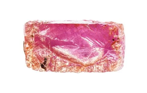 Raw pink ruby crystal isolated on white 스톡 사진