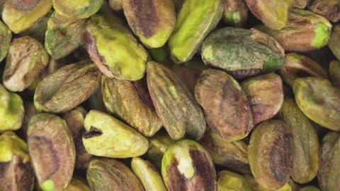 Raw Pistachio Kernels Close Up Top Down Stock Footage 313547330