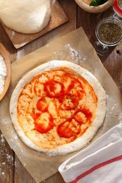 Raw pizza dough Stock Photos