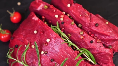 Raw pork beef close up Stock Footage 121416040