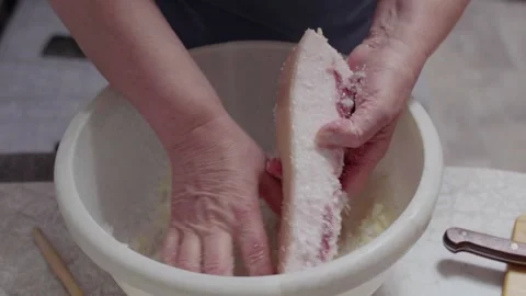 Raw Pork for frying or making lard. Stock Footage 296037119
