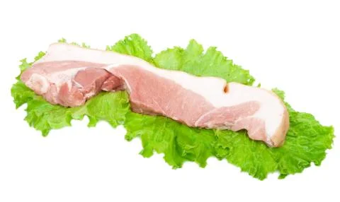 Raw pork with lettuce Stock Photos