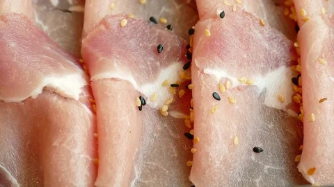 Raw pork meat Stock Footage 75884697