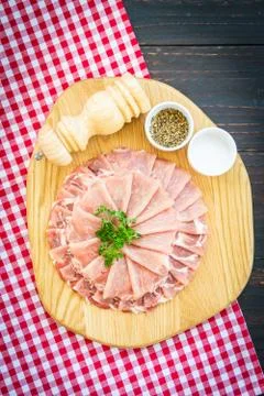 Raw pork meat slice Stock Photos