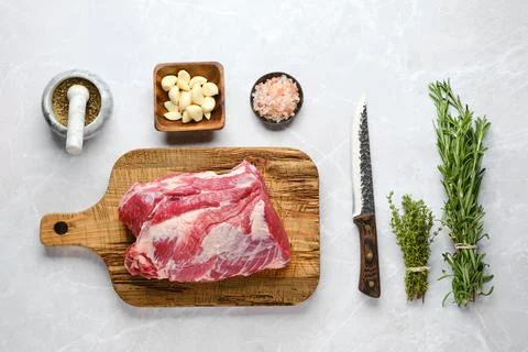 Raw pork neck for baking Stock Photos