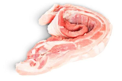 Raw pork ribs in the expanded roll Stock Photos