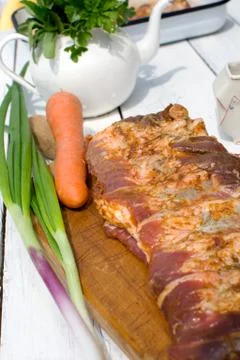 Raw pork ribs Stock Photos