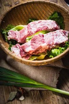 Raw pork ribs Stock Photos