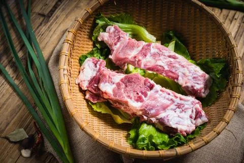 Raw pork ribs Stock Photos