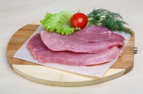 Raw pork schnitzel Stock Photos