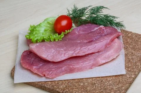 Raw pork schnitzel Stock Photos