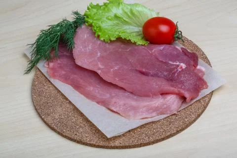Raw pork schnitzel Stock Photos