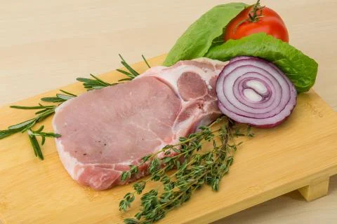 Raw pork steak Stock Photos