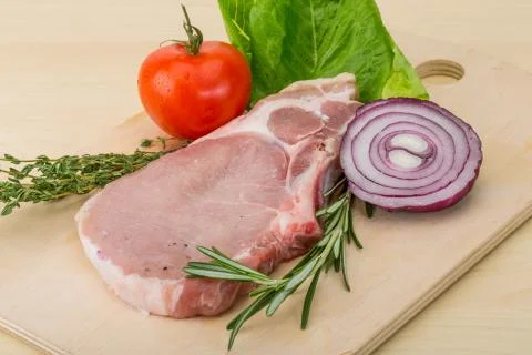 Raw pork steak Stock Photos