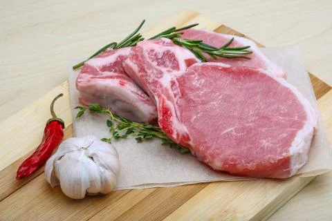 Raw pork steak Stock Photos