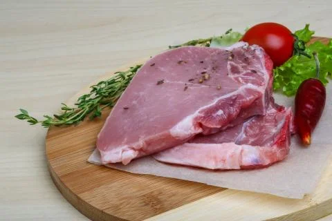 Raw pork steak Stock-Fotos