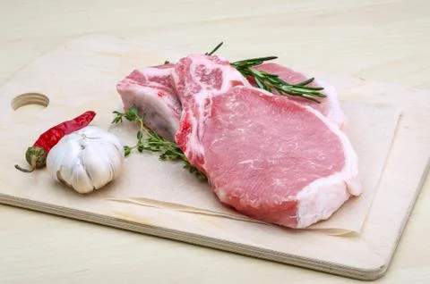 Raw pork steak Stock Photos