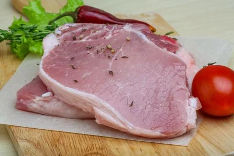 Raw pork steak Stock Photos