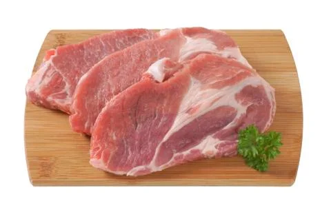 Raw pork steaks Stock Photos