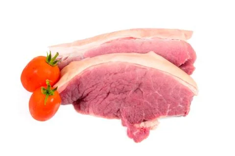 Raw pork on white background Stockfoto's