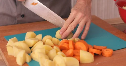 Raw potato chopping Stock Footage 102079018