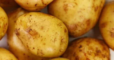 Raw potato rotate. Fresh vegetables close up. Super slow motion Stock Footage 157655441