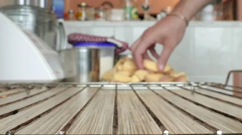 Raw potato slices on the grill Stock Footage 68618644