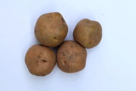 Raw Potatoes Isolated on White Background Fresh Organic Vegetable Stock Photos