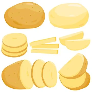 Raw potatoes set. Vector illustration. Stock Illustration