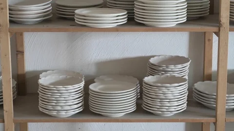 Raw Pottery Plates Stock Footage 90088532