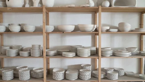 Raw Pottery Quality Control Stock Footage 90088195