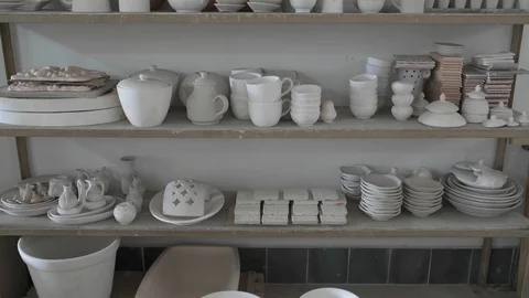Raw Pottery Shelving Stock Footage 90088092