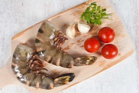 Raw prawns tails Stock Photos