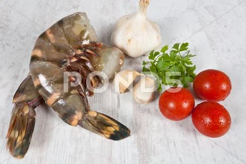 Raw prawns tails Stock Photos