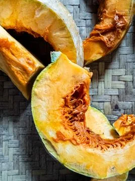 Raw Pumpkin Slices Stock Photos