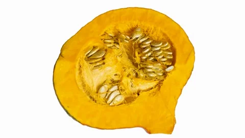 Raw pumpkin on a white background Stock Footage 142621494