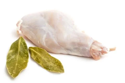 Raw rabbit with Bay leaf Stock Photos