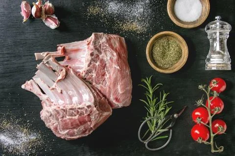 Raw rack of lamb Stock Photos