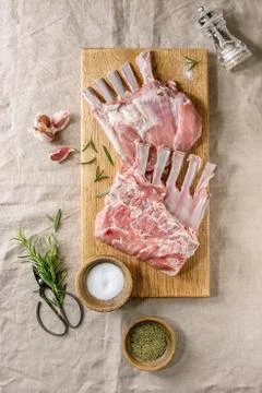 Raw rack of lamb Stock Photos